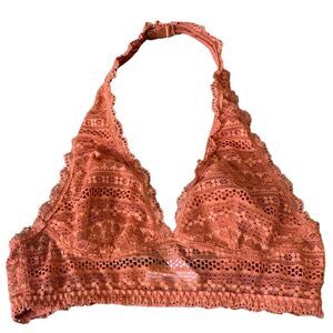 Victorias Secret Orange Lace Halter Neck Bralette Womens Sz XS Wire Free
